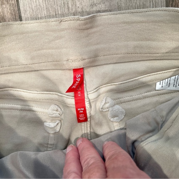 Spanx Stretch Twill Cropped Straight Wide Leg Pants Tan Medium - Picture 5 of 11